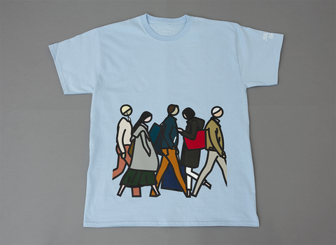 SOPHNET Walking in New York t-shirt, blue. | Julian Opie